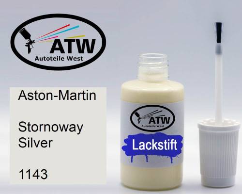 Aston-Martin, Stornoway Silver, 1143: 20ml Lackstift, von ATW Autoteile West.